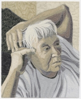 Deidre Scherer, AKIMBO, 16 x 13", thread on fabric