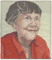 Deidre Scherer, "Brilliance", thread on fabric 11 x 10, 2023