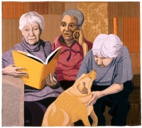 THREE WOMEN with DOG