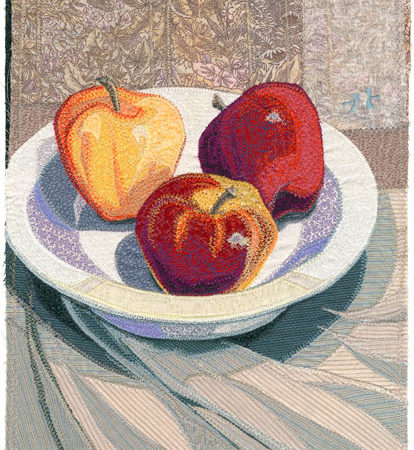 Three Apples In White Bowl